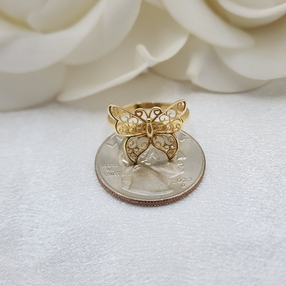 Solid 14k Gold Big Butterfly Ring - Size 7 - Picture 8 of 8